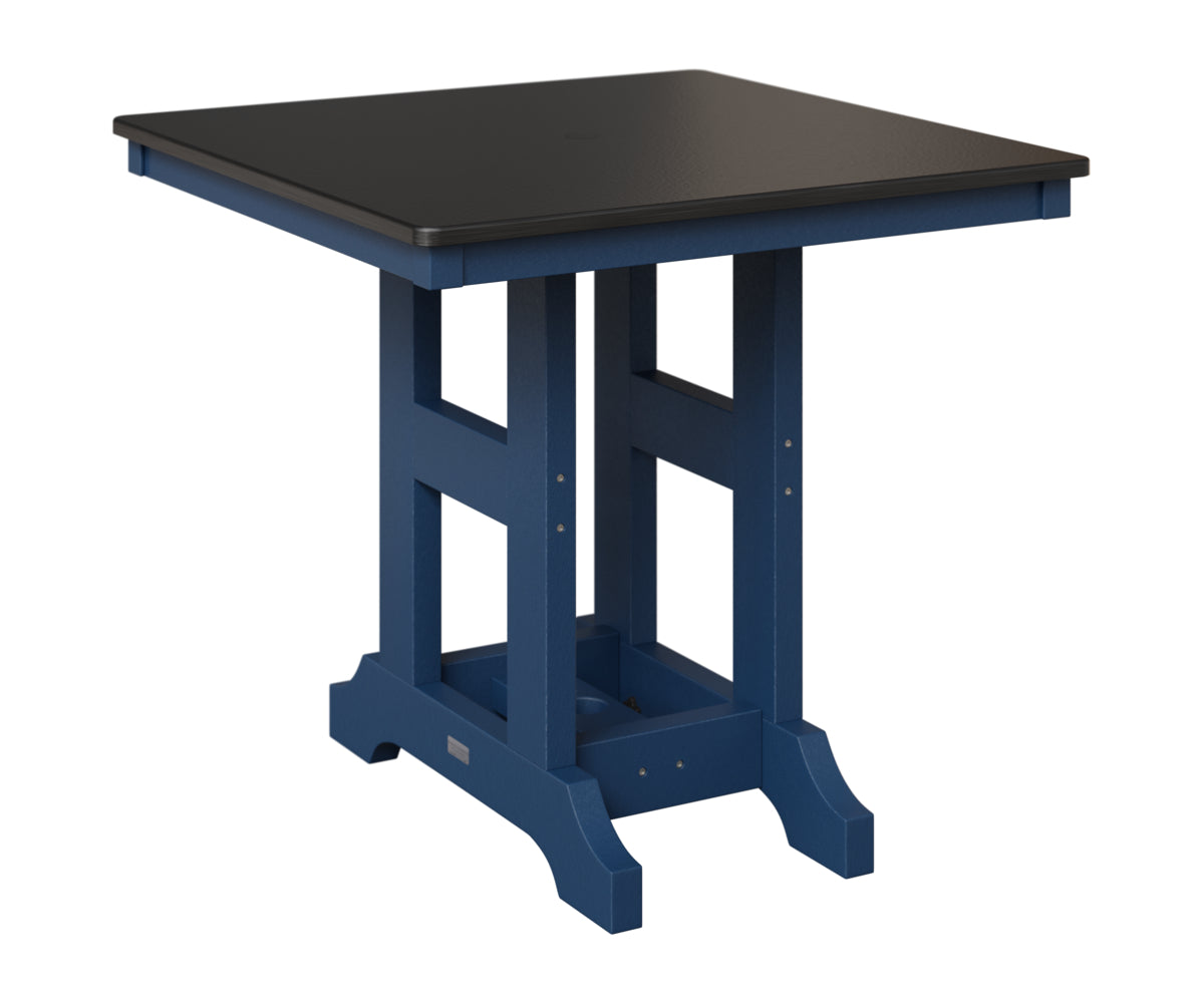 Berlin Gardens Garden Classic 33" Square Table in Navy Blue, Hammered Black top