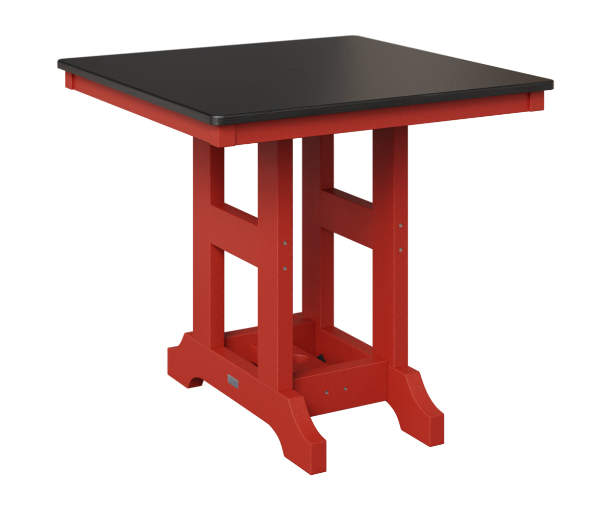 Berlin Gardens Garden Classic 33" Square Table in Scarlet Red, Hammered Black top