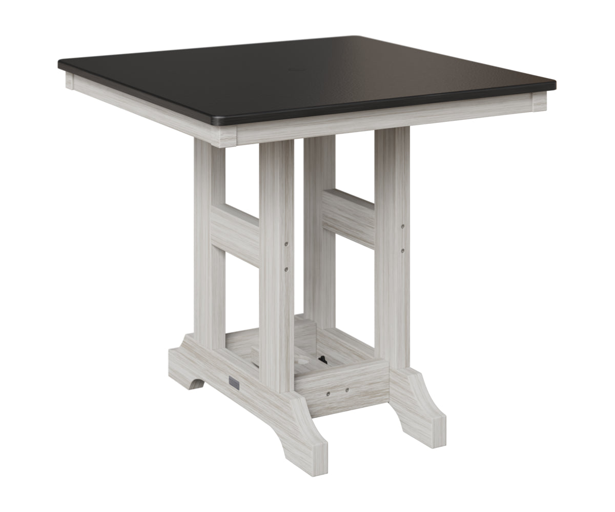 Berlin Gardens Garden Classic 33" Square Table in Seashell, Hammered Black top