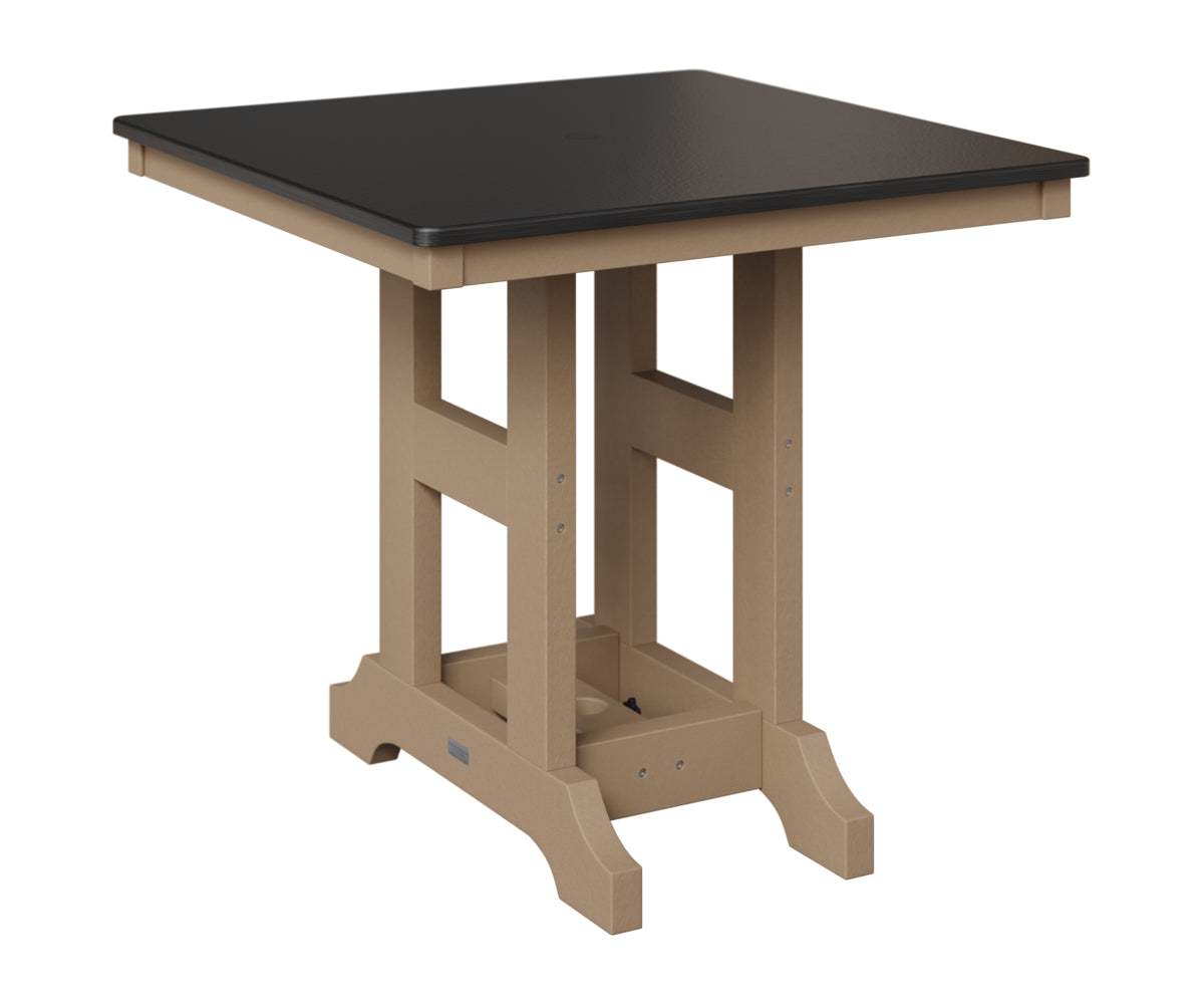 Berlin Gardens Garden Classic 33" Square Table in Weatherwood, Hammered Black top