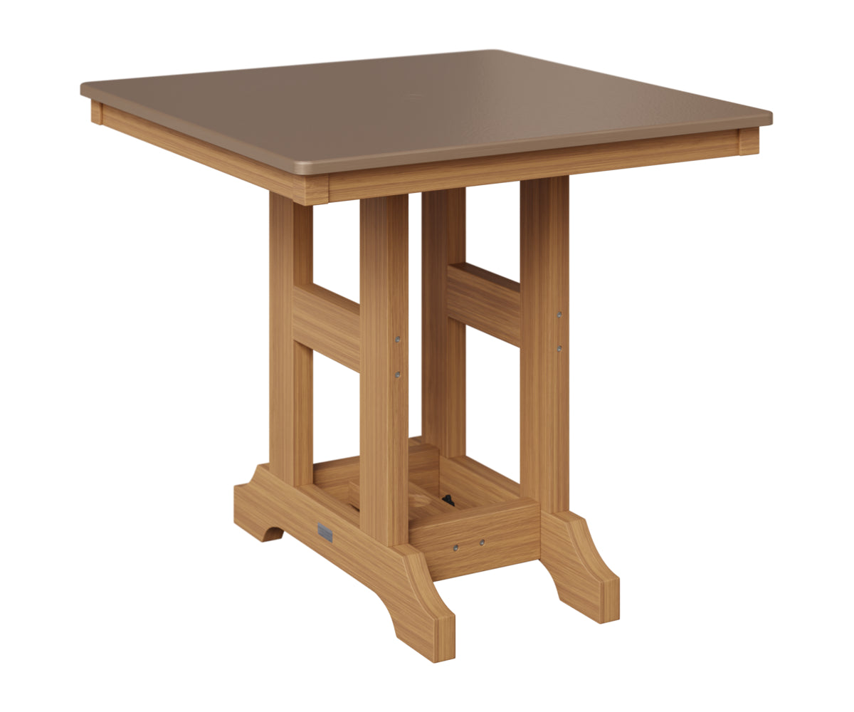 Berlin Gardens Garden Classic 33" Square Table in Natural Teak, Hammered Bronze top