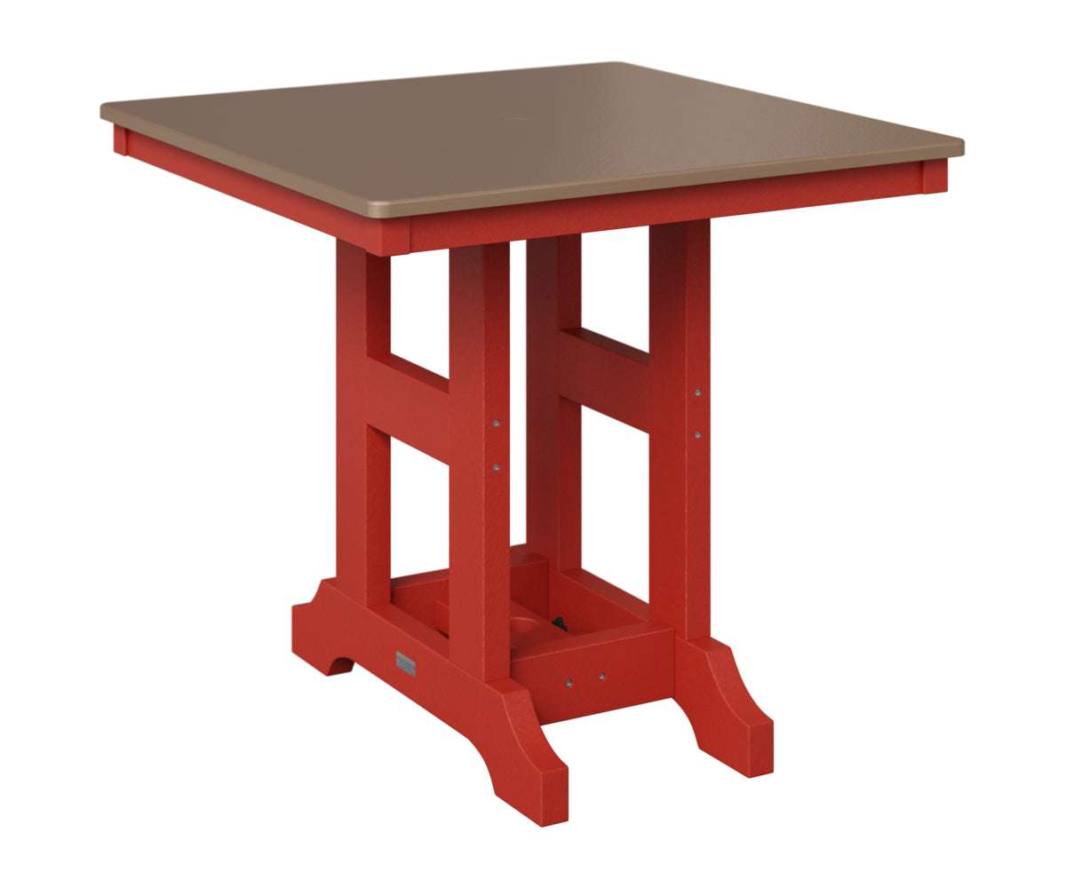 Berlin Gardens Garden Classic 33" Square Table in Scarlet Red, Hammered Bronze top