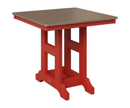 Berlin Gardens Garden Classic 33" Square Table in Scarlet Red, Hammered Bronze top