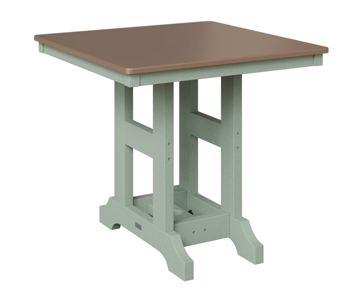 Berlin Gardens Garden Classic 33" Square Table in Sea Foam, Hammered Bronze top