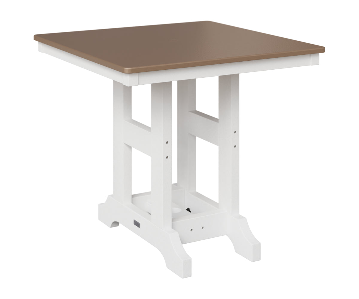 Berlin Gardens Garden Classic 33" Square Table in White, Hammered Bronze top