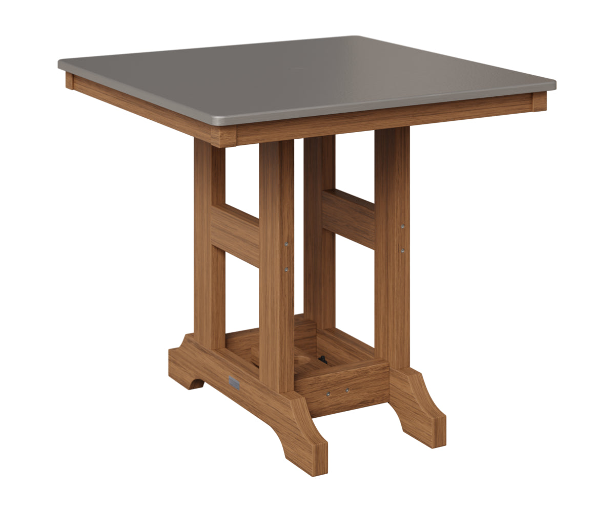 Berlin Gardens Garden Classic 33" Square Table in Antique Mahogany, Hammered Stainless top