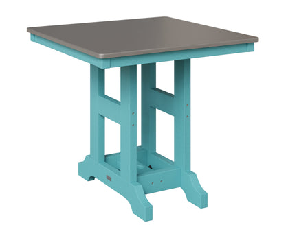 Berlin Gardens Garden Classic 33" Square Table in Aruba Blue, Hammered Stainless top