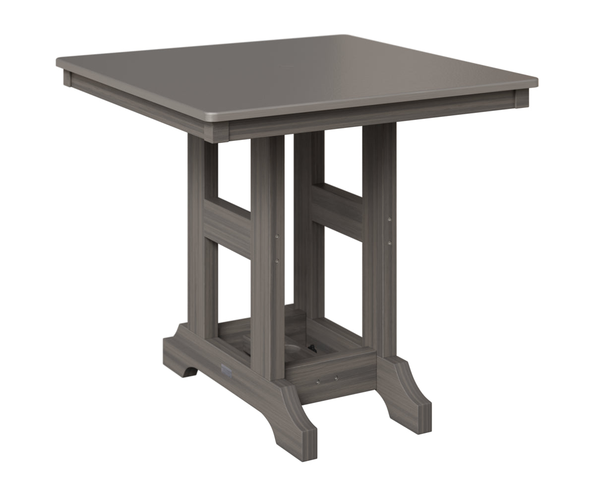 Berlin Gardens Garden Classic 33" Square Table in Coastal Gray, Hammered Stainless top