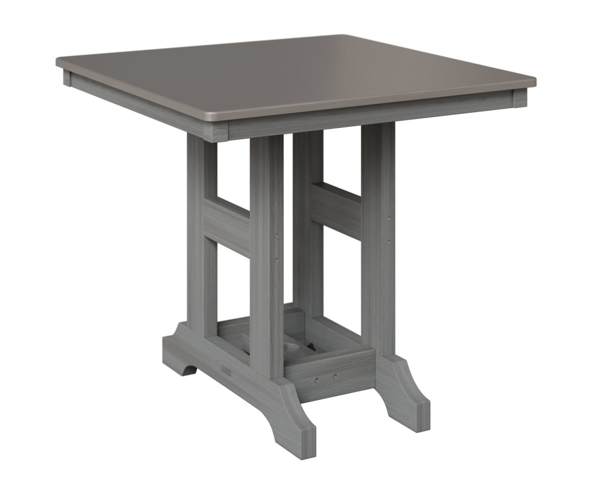 Berlin Gardens Garden Classic 33" Square Table in Driftwood Gray, Hammered Stainless top