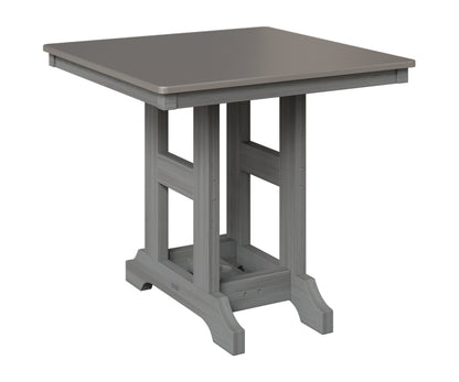 Berlin Gardens Garden Classic 33" Square Table in Driftwood Gray, Hammered Stainless top