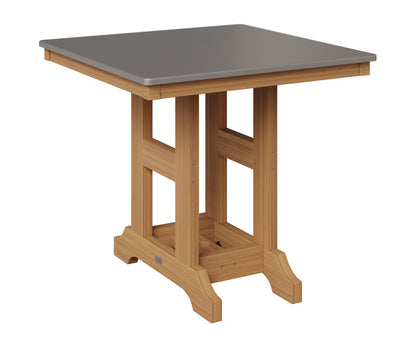 Berlin Gardens Garden Classic 33" Square Table in Natural Teak, Hammered Stainless top
