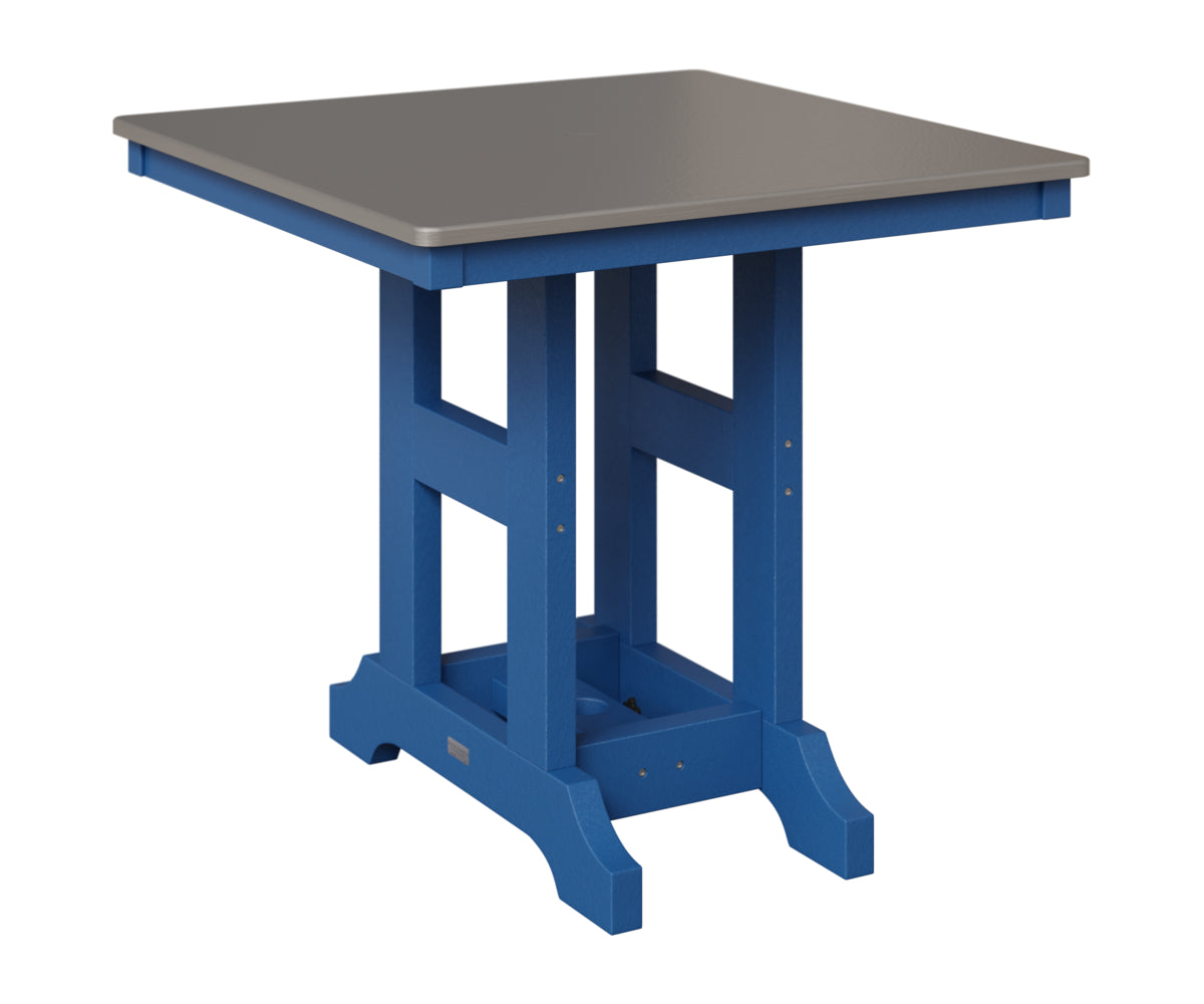 Berlin Gardens Garden Classic 33" Square Table in Pacific Blue, Hammered Stainless top
