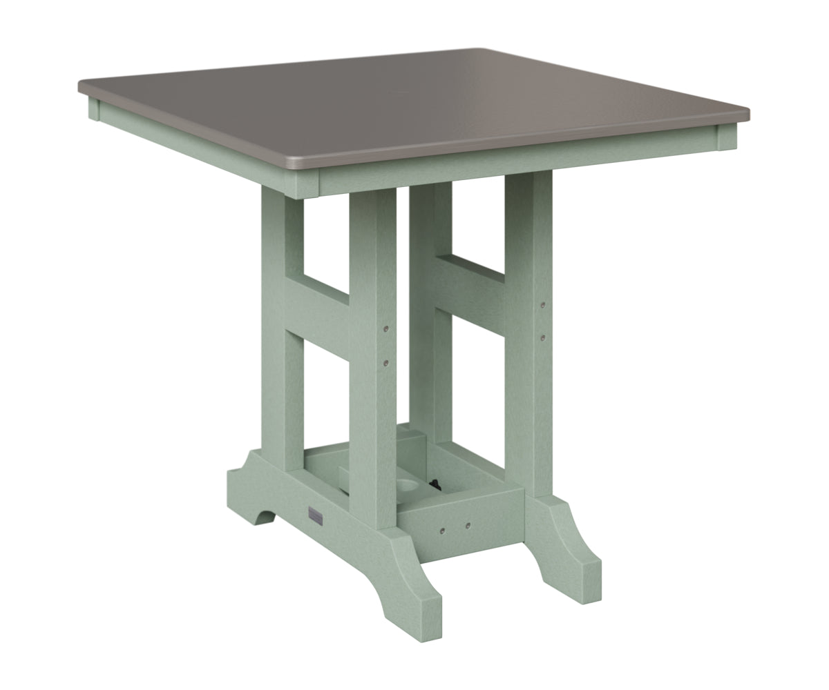 Berlin Gardens Garden Classic 33" Square Table in Sea Foam, Hammered Stainless top