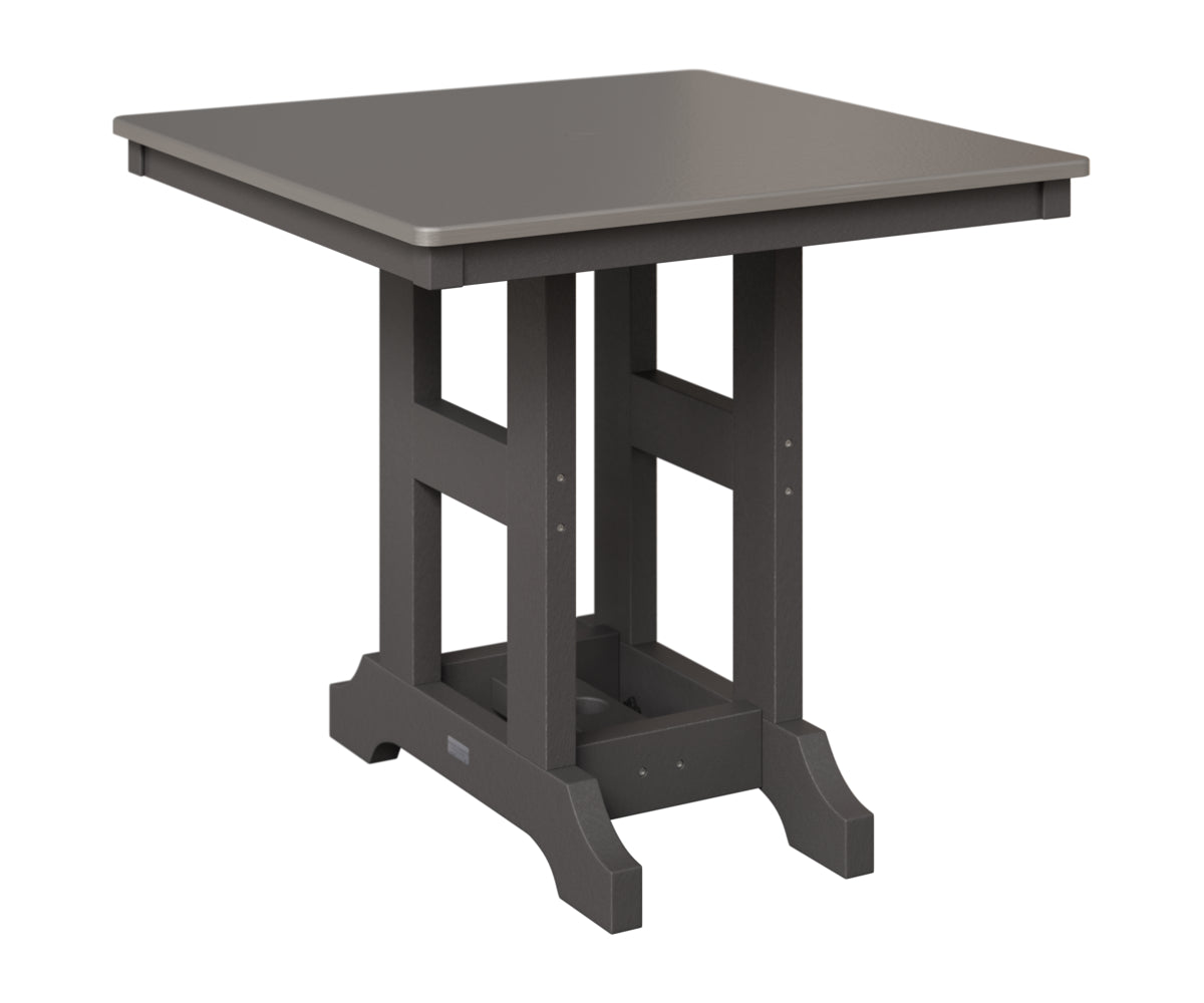 Berlin Gardens Garden Classic 33" Square Table in Smoke Gray, Hammered Stainless top