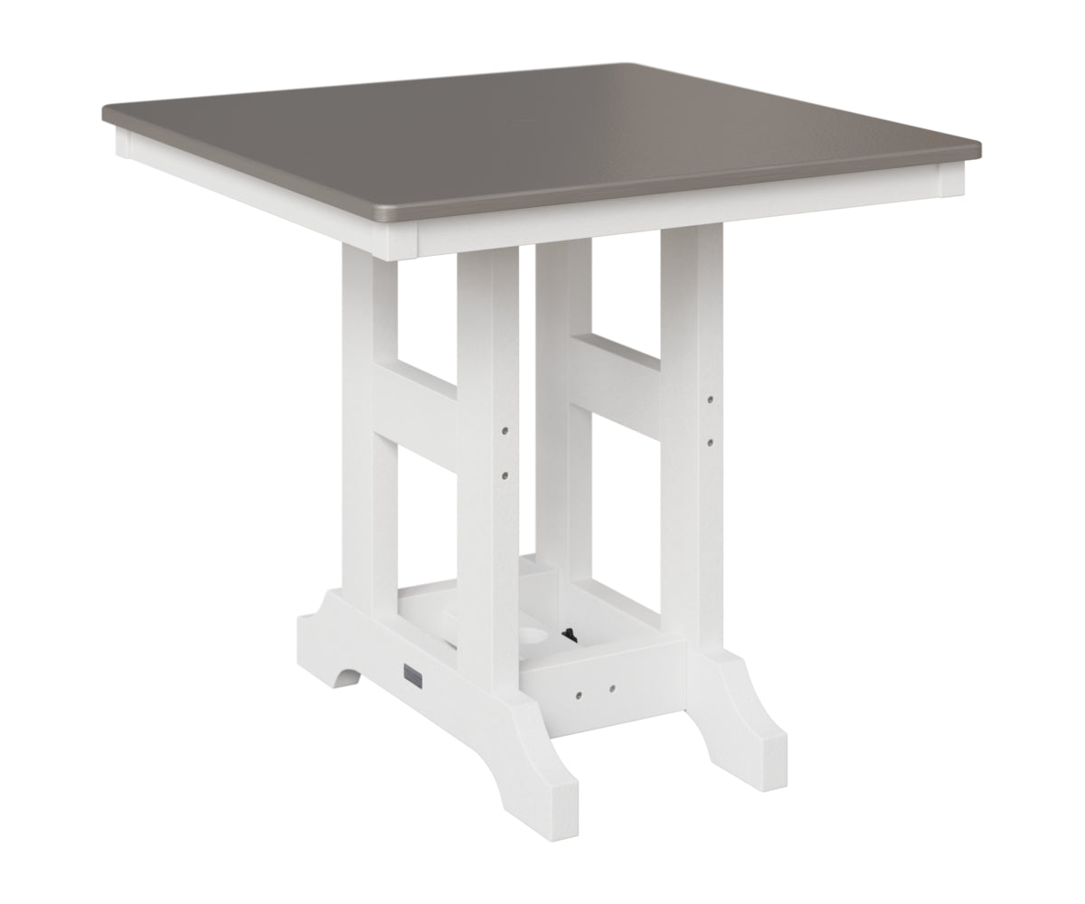 Berlin Gardens Garden Classic 33" Square Table in White, Hammered Stainless top