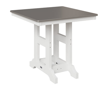 Berlin Gardens Garden Classic 33" Square Table in White, Hammered Stainless top