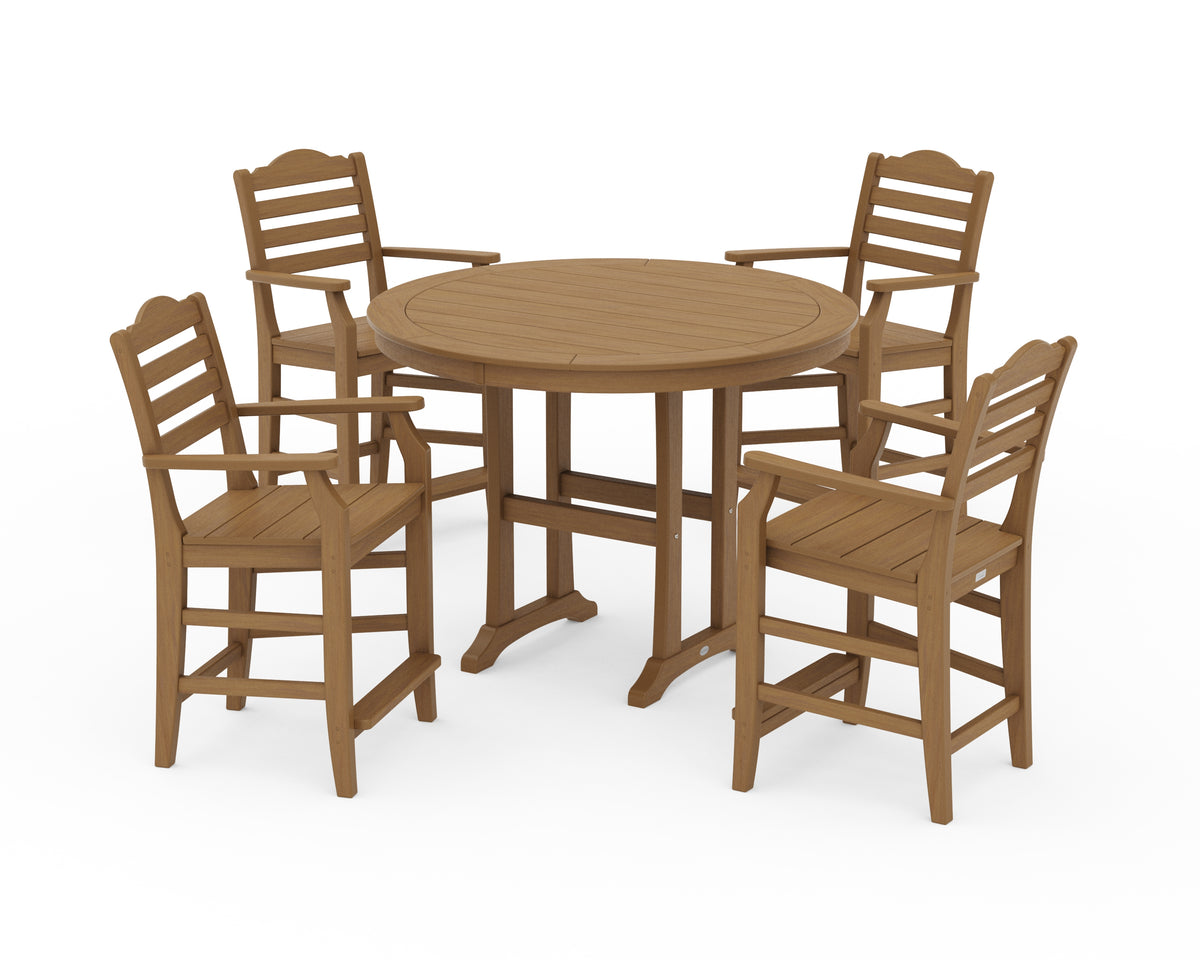 POLYWOOD Savannah 5-Piece Round Counter Set in Natural
