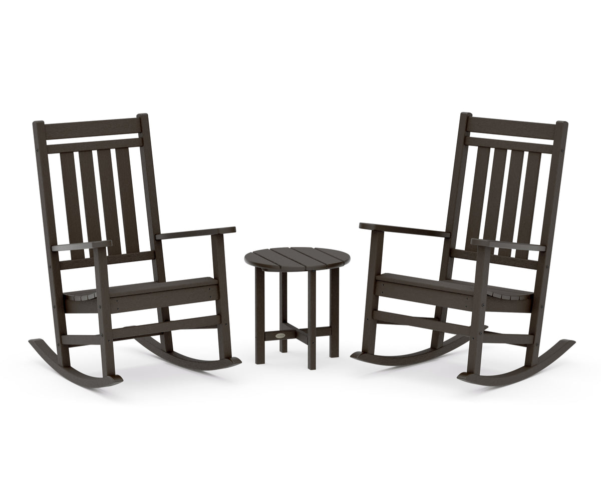 POLYWOOD Estate 3-Piece Rocking Chair Set in Vintage Coffee