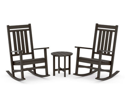 POLYWOOD Estate 3-Piece Rocking Chair Set in Vintage Coffee