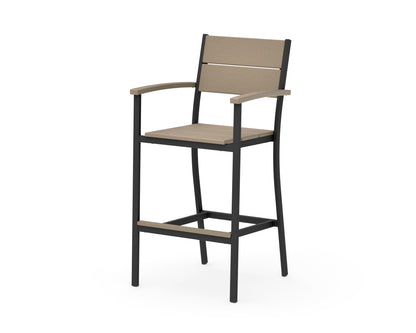 POLYWOOD Main Street Bar Arm Chair in Black / Vintage Sahara