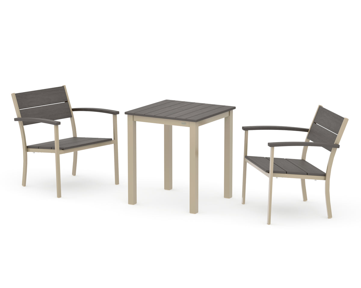 POLYWOOD Main Street 3-Piece Square Dining Set in Sand / Driftwood