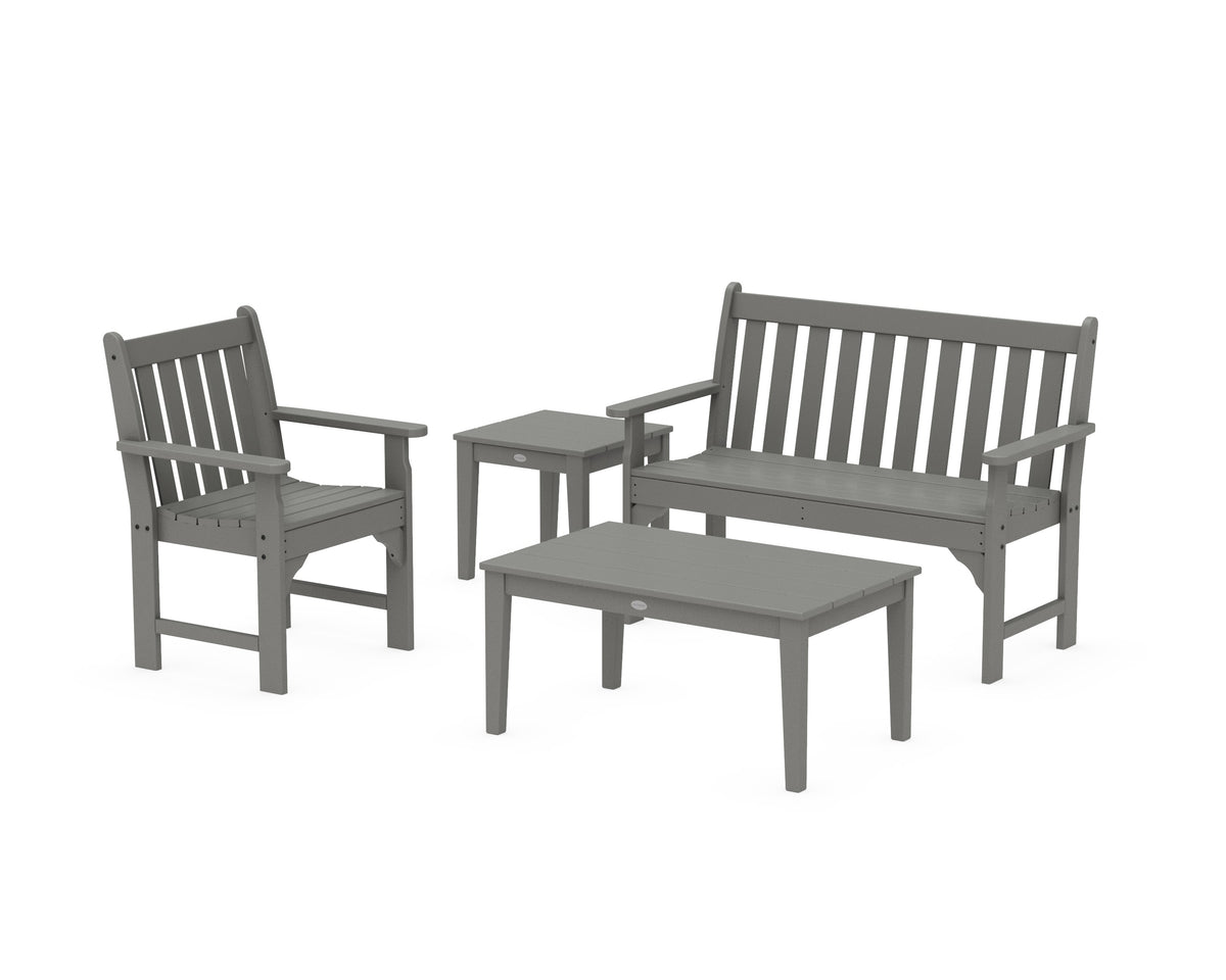 POLYWOOD Vineyard 4-Piece Bench Seating Set in Slate Grey