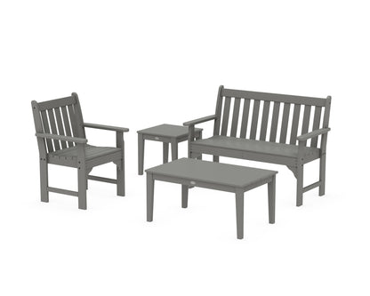 POLYWOOD Vineyard 4-Piece Bench Seating Set in Slate Grey