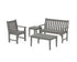 POLYWOOD Vineyard 4-Piece Bench Seating Set in Slate Grey