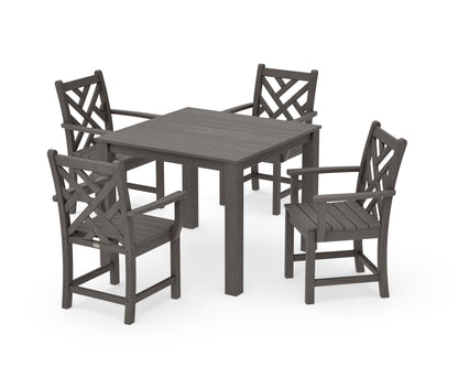 POLYWOOD Chippendale 5-Piece Parsons Dining Set in Driftwood