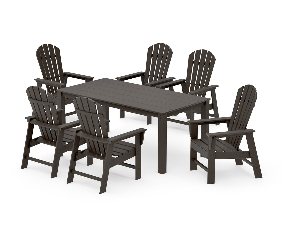 POLYWOOD South Beach 7-Piece Parsons Dining Set in Vintage Coffee