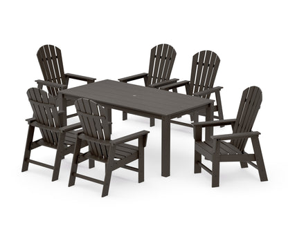 POLYWOOD South Beach 7-Piece Parsons Dining Set in Vintage Coffee