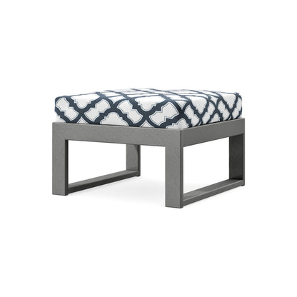 POLYWOOD Modular Ottoman - Modern in Slate Grey / Trellis Marine Indigo