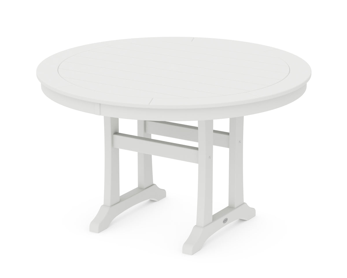 POLYWOOD Nautical Trestle 48" Round Dining Table in White