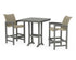 POLYWOOD Coastal Woven 3-Piece Bar Set in Slate Grey / Dune Grass