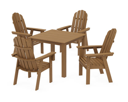 POLYWOOD Vineyard Curveback Adirondack 5-Piece Parsons Dining Set in Natural