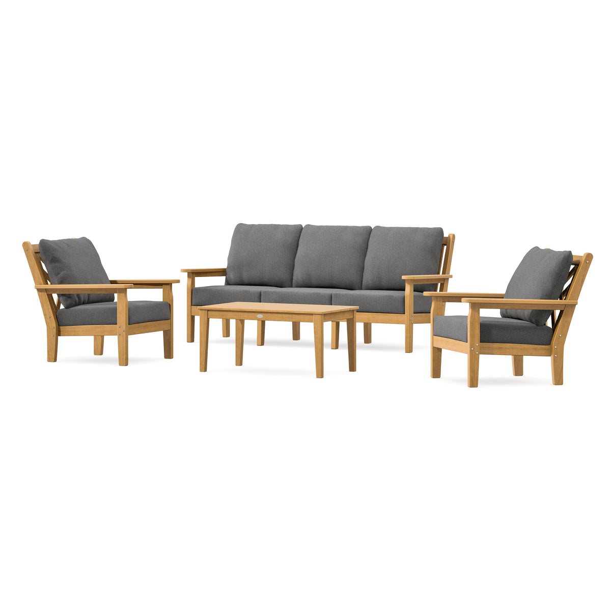 POLYWOOD Chippendale 4-Piece Deep Seating Set with Sofa in Natural