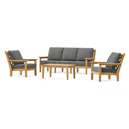 POLYWOOD Chippendale 4-Piece Deep Seating Set with Sofa in Natural