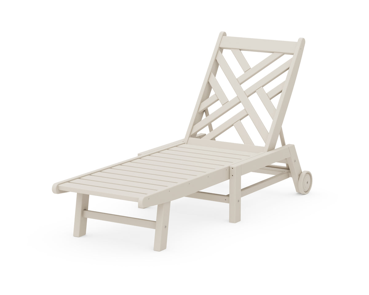 POLYWOOD Chippendale Chaise with Wheels in Sand