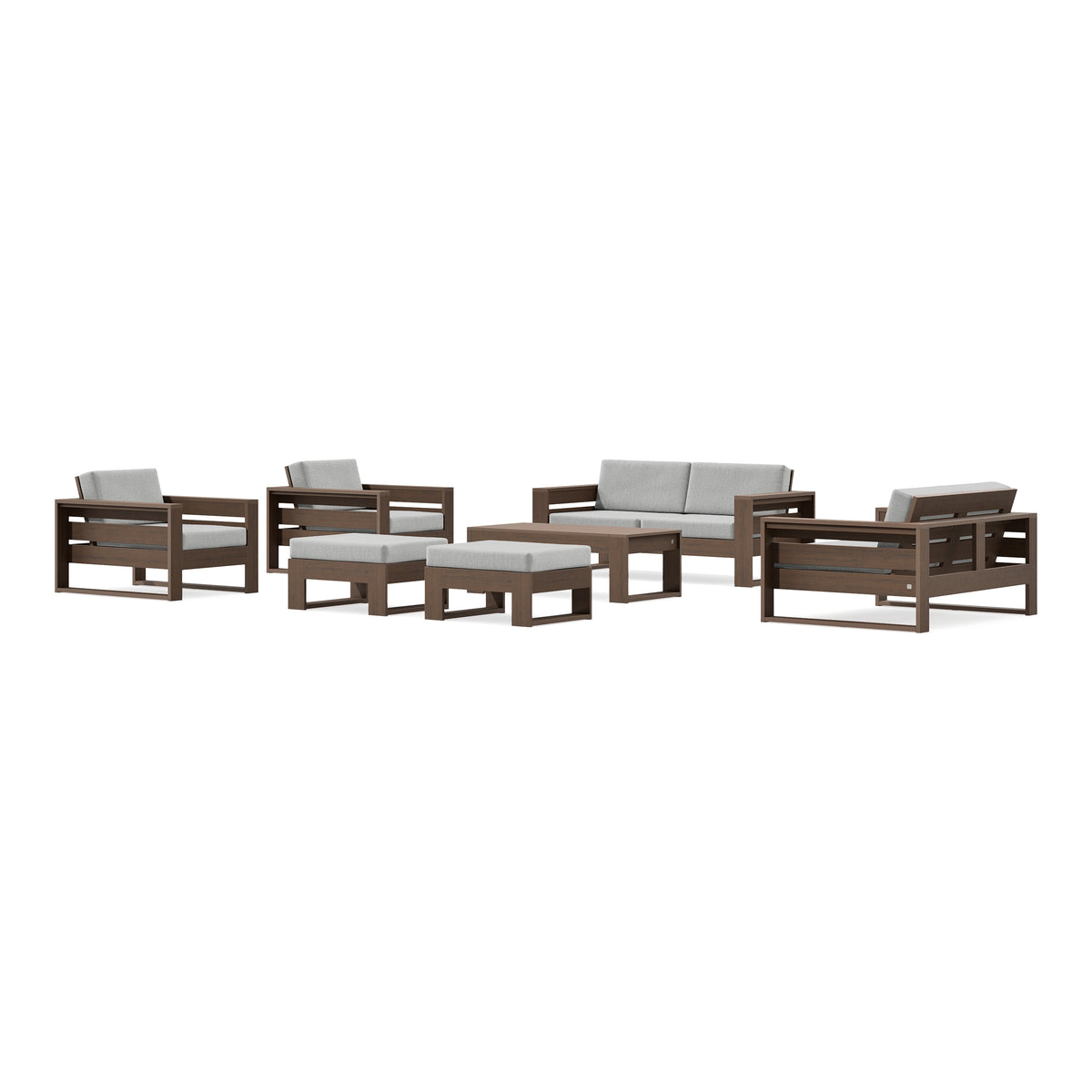 POLYWOOD PW Designer Series Latitude 7-Piece Lounge Loveseat Set in Kona / Granite