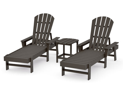 POLYWOOD South Beach Chaise 3-Piece Set in Vintage Coffee