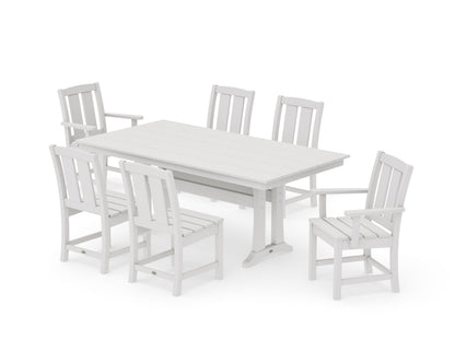 POLYWOOD Mission 7-Piece Farmhouse Dining Set with Trestle Legs in Vintage White