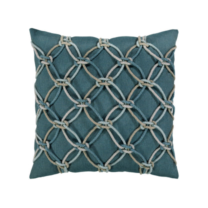 Elaine Smith Lagoon Rope outdoor pillow, aqua and teal - view 2