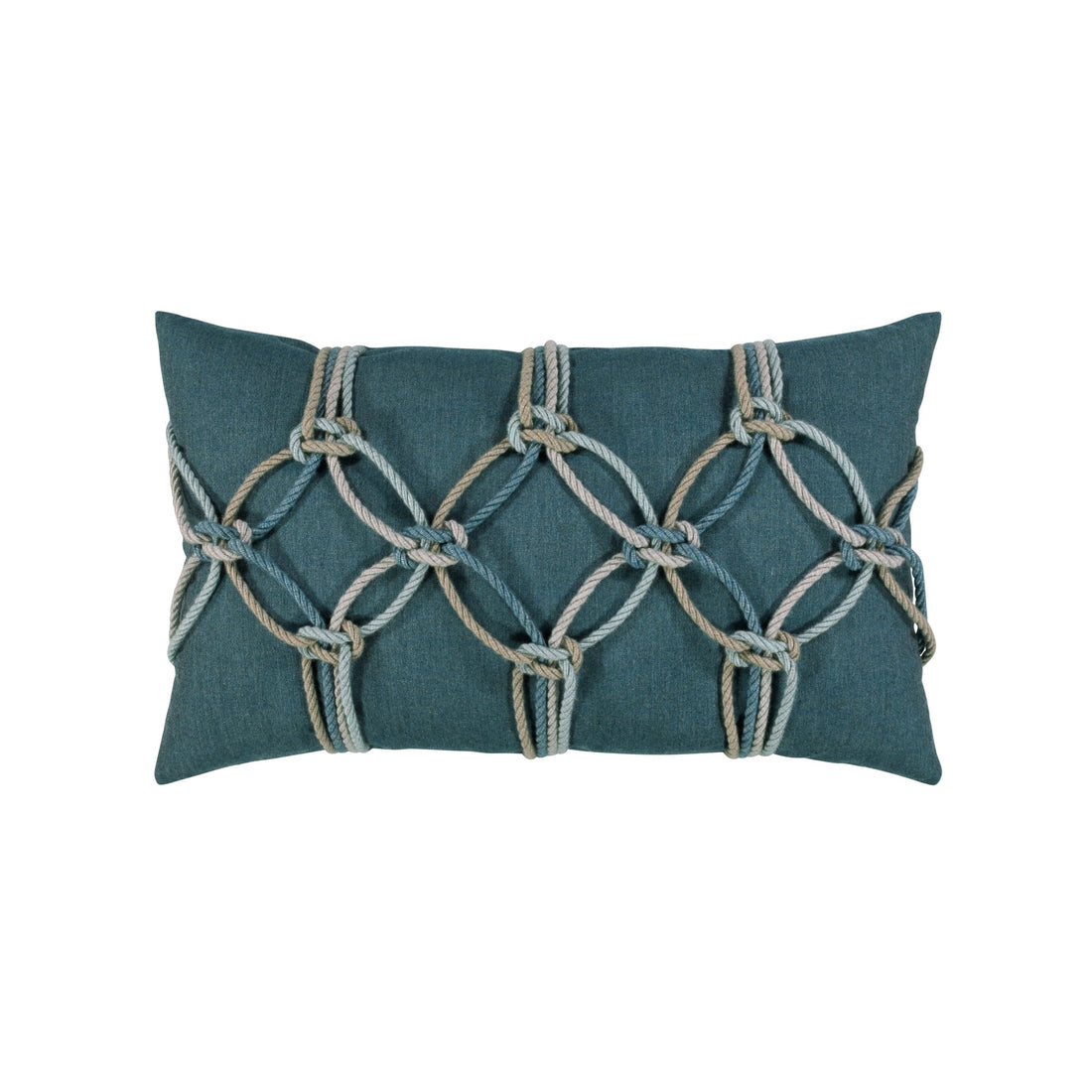 Elaine Smith Lagoon Rope outdoor pillow, aqua and teal