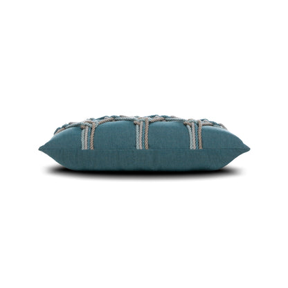 Elaine Smith Lagoon Rope outdoor pillow, aqua and teal - view 8