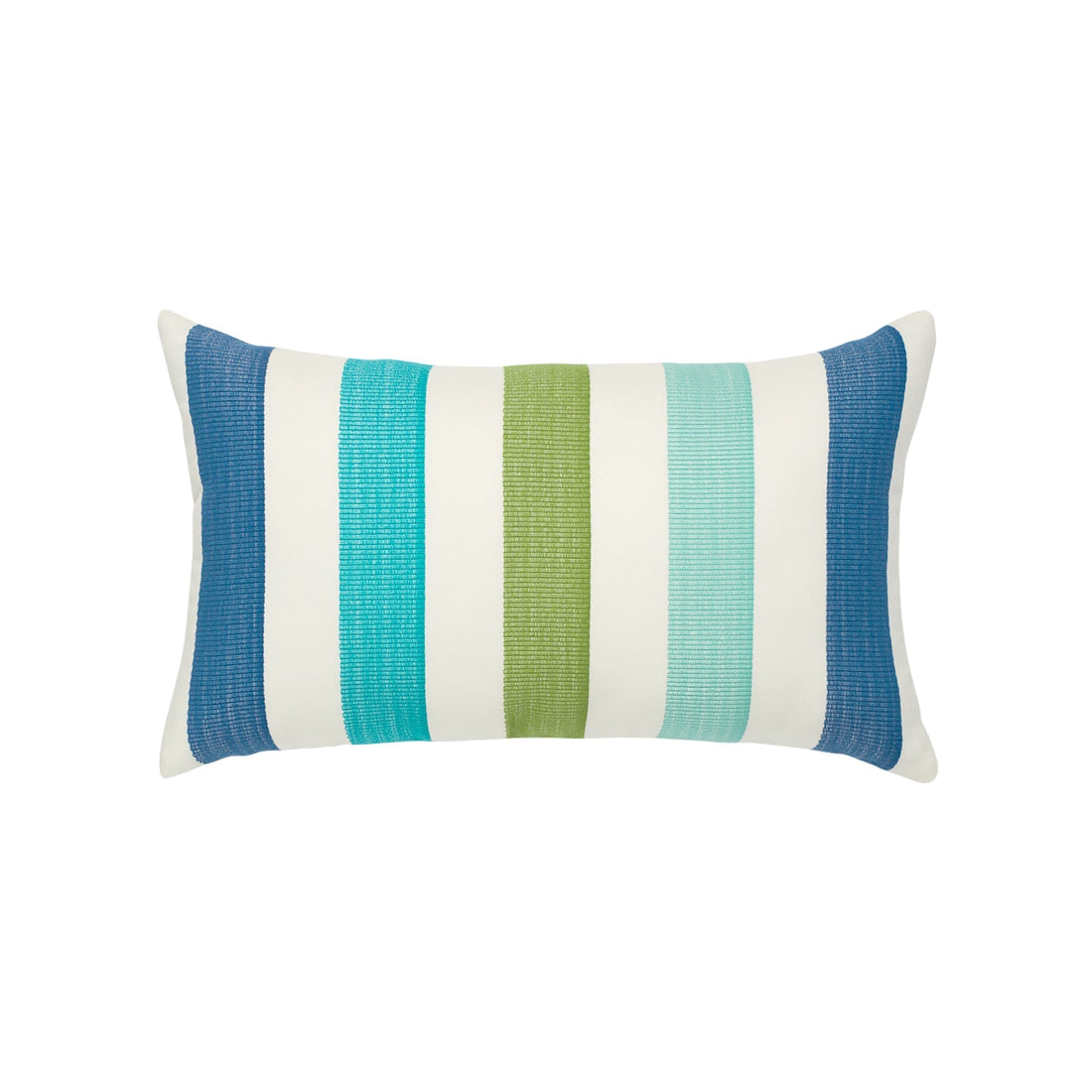 Elaine Smith Rhodes Stripe outdoor pillow, aqua and green