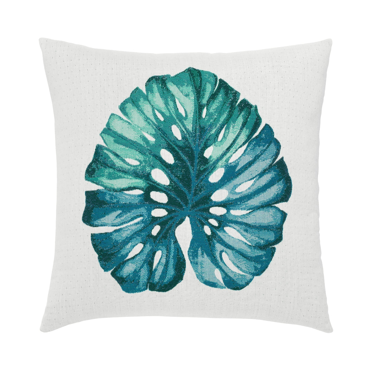 Elaine Smith Leaf Lagoon 22x22 outdoor pillow, aqua and teal