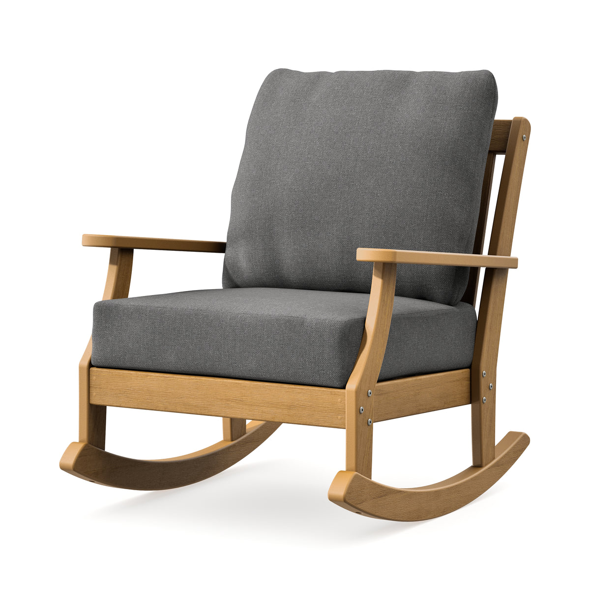 POLYWOOD Braxton Deep Seating Rocking Chair in Natural / Ash Charcoal