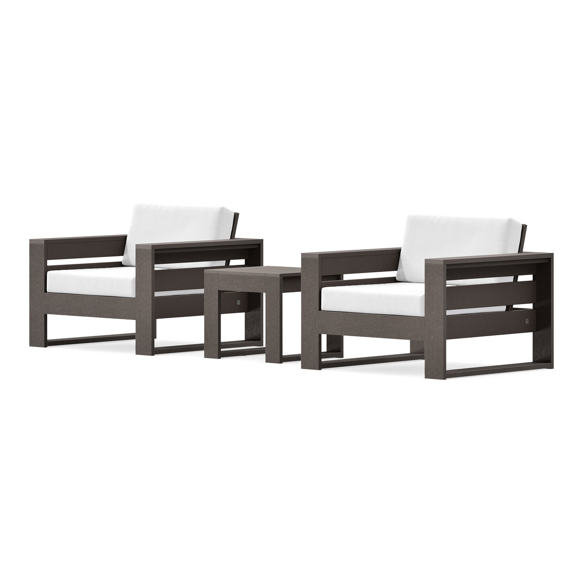 POLYWOOD PW Designer Series Latitude 3-Piece Lounge Chair Set in Vintage Coffee / Natural