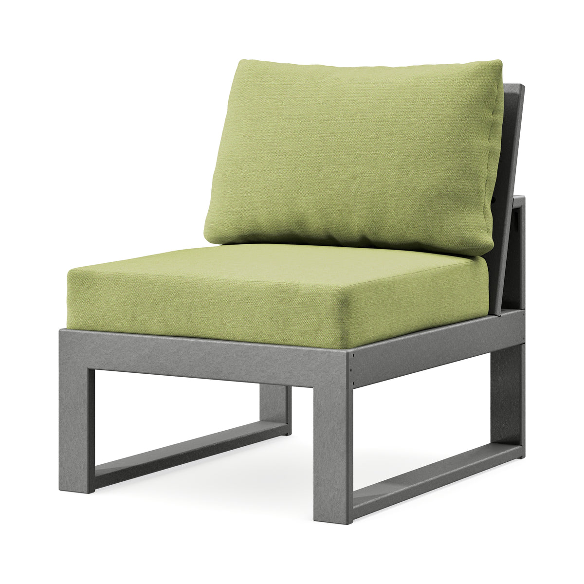 POLYWOOD Modular Armless Chair in Slate Grey / Chartreuse Boucle