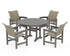 POLYWOOD Coastal Woven 5-Piece Round Dining Set with Trestle Legs in Slate Grey / Dune Grass